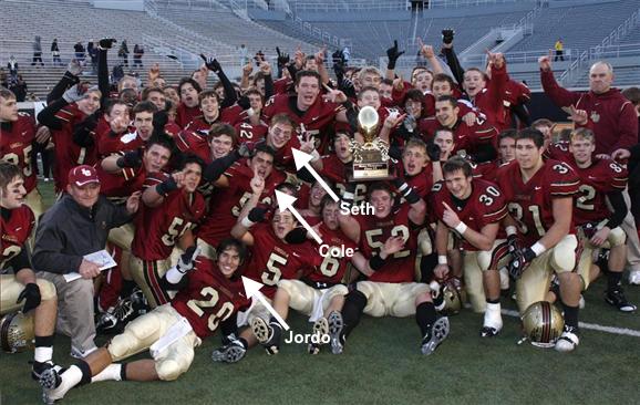 Photo of Seth, Cole, and Jordo at 2009 State Championship Football Game